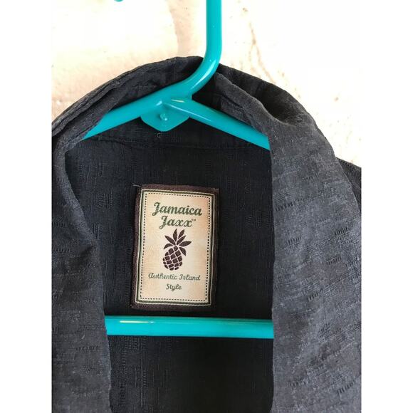 Jamaica Jaxx Black Silk Flowers Hawaiian Leaves Summer Beach Large Shirt Large - Picture 4 of 7